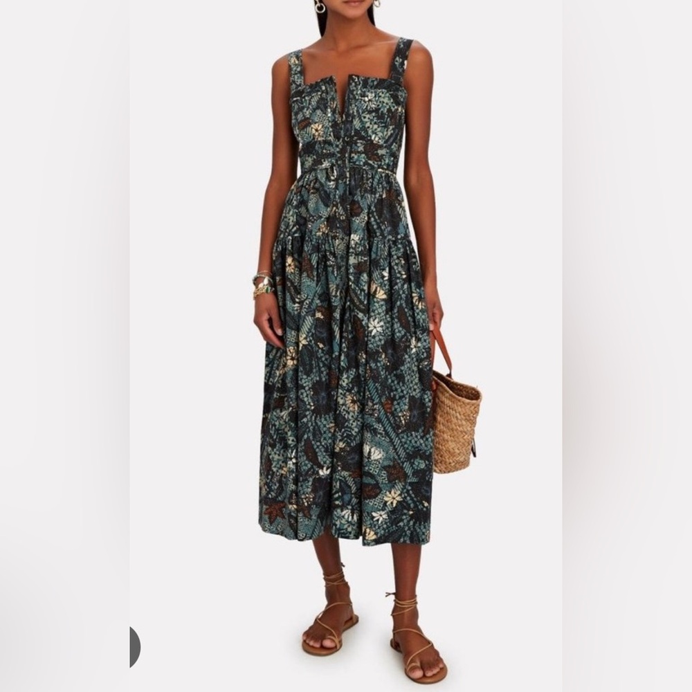 Ulla Johnson Floral Isabela Poplin Midi Dress